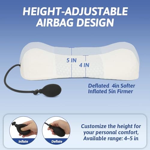 Wdmiya Adjustable Inflatable Lumbar Support Cushion, Back Support Pillow — view 3