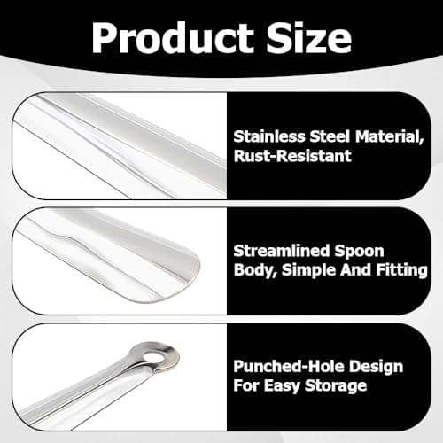Long Handle Shoe Horn, Stainless Steel Metal Shoe Helper for Men Women — view 3