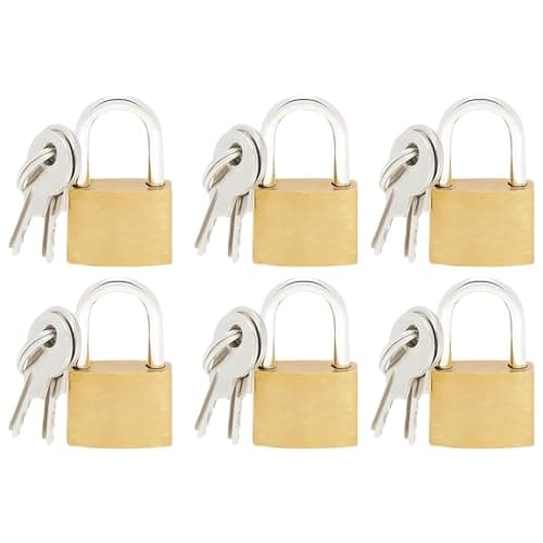 ZINNIAUK 6 x 20mm Brass Padlocks with Keys – Durable Solid Brass Body Mini Padlocks for Lockers, Bags, Luggage, Tool Boxes, Cabinets, Cupboards, Jewellery Boxes & Travel – Small Security Padlock Set