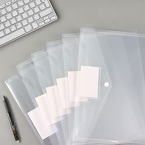 6 Pack Clear Document Folders Plastic Envelopes, A4 Size, White — view 6
