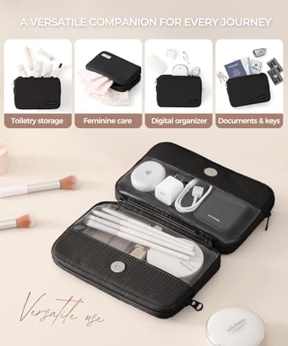 EPEDAL24 Preppy Makeup Bag, Rectangle Double Detachable Cosmetic Organizer, Clear Side Panel Portable Travel Pouches & Brushes Case for Beauty & Tech Accessories, Gift for Women — view 5