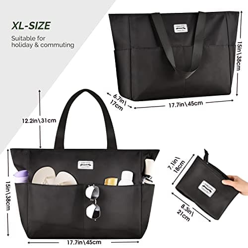 HOMESPON Large Waterproof Beach Bag for Women, Zippered Pool Tote — view 5