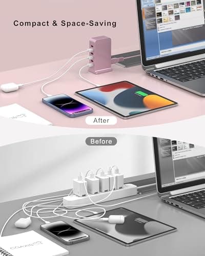 6 Port USB Charging Station 50W, Multi USB Charger Tower — view 5
