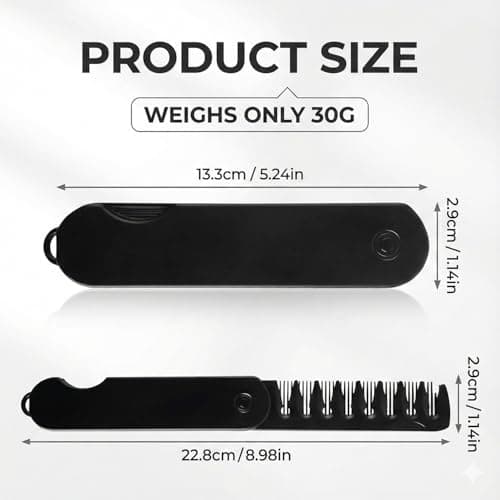 Hopzab 2-in-1 Fold Pocket Comb for Men,Mini Travel Foldable Brush Combs,Portable Hair Brush, Plastic Folding Brushes,for Everyday Hairs, Beard and Mustache Grooming — view 2