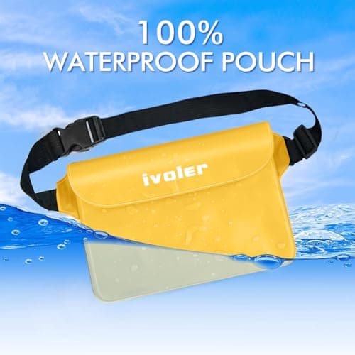 ivoler [2 Pack Waterproof Phone Case & Pouch Set, IPX8 Dry Bag with Waist Strap for Beach, Swimming, Kayaking, Fits iPhone 17 16 15 Pro Max, Samsung S26 S25 Ultra, Up to 7.0" - Beige — view 4