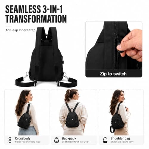 Hidreat 3 in 1 Anti Theft Bags for Women, Oxford Antitheft Crossbody Bag Convertible Backpack — view 3
