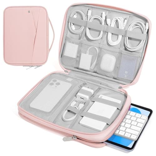 MoKo 9-11 Inch Tablet Sleeve Bag for iPad A16 2025, 10.2-inch iPad 2021, Pro 11" M5, Air M3, Galaxy Tab A11+/ A9+, Protective Sleeve Bag for Pencil/Magic Keyboard, Pink