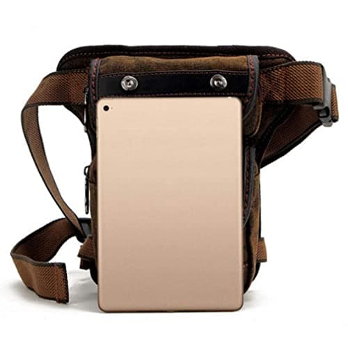 Men Drop Leg Bag Thigh Pouch Motorcycle Tactical Military Canvas Belt Fanny Pack Travel Riding Coffee — view 5