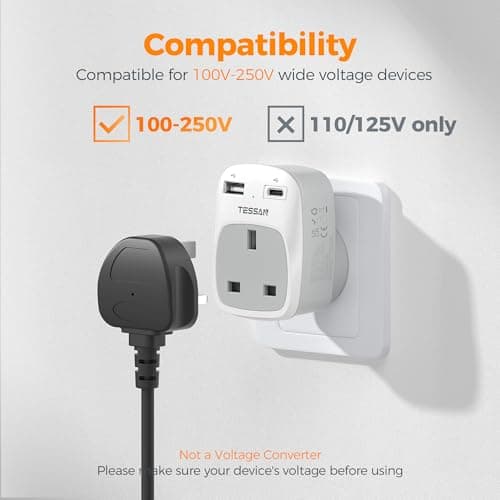 TESSAN UK to Australia Plug Adapter, Type I AU NZ Travel Adapter with USB C — view 6