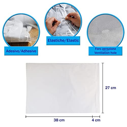 Febio 27x38 Clear Garment Bags for Travel, 20 Pack with Adhesive Closure — view 3