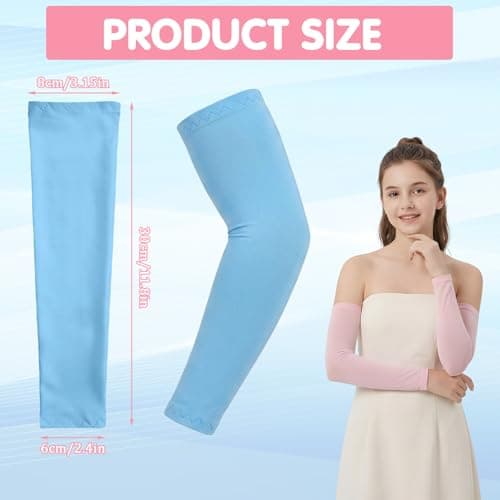 Abeillo 5 Pairs Arm Sleeves for Kids, UV Sun Protection Sleeves Cooling Compression Arm Sleeve for Volleyball Basketball Baseball Youth Boy Girl Sports — view 2