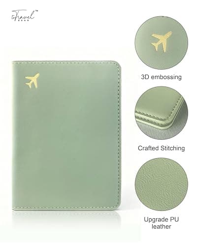 toTravelGear Passport Holder for Travel Essentials,RFID Blocking Passport Cover Case for Travel Accessories,Travel Wallet for Women Men, Sage Green, 5.8 x 4.2 x 0.23 inches, Minimalist — view 5