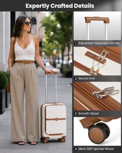 Kono Cabin Suitcase with Laptop Compartment 21 Inch ABS+PC Carry On Luggage — view 5