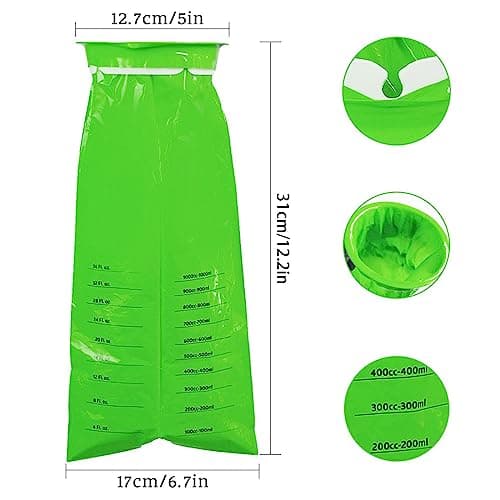 Sadocom 24 Pack Vomit Bags Disposable Barf Bag, 12 Purple & 12 Green — view 5