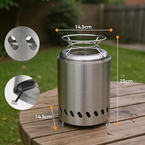 Smokeless 14cm Tabletop Fire Pit, Stainless Steel Smokeless Portable Stove — view 4