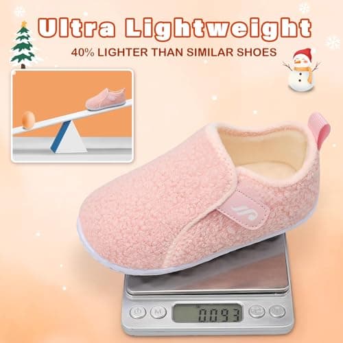 JIASUQI Toddler Slippers Kid Warm House Shoes Boys Girls Fuzzy House Slippers for Indoor Outdoor(Pink 142,UK Size 5.5-6) — view 2