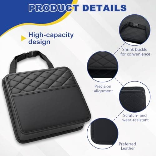 VAGCARS Car Seat Organiser, Waterproof Leather Car Seat Back Storage Box, Hanging Car Storage Bag, Foldable Auto Organizer Back Seat, Universal Auto Document Holder for Kids & Adults (Black) — view 3