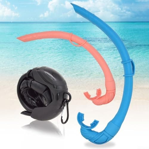 Roll-Up Snorkel Soft Silicone Flexible Mouthpiece Buckle Closure Secure Fit Wide-Bore Easy Breathing Tube Detachable Design Compact 37cm Lightweight 150g Multiple Colors Portable Storage(Pink) — view 2