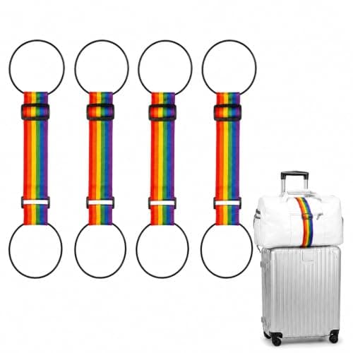 4 Pack Multi Use Strong Adjustable Luggage Connector Straps, Multiple Suitcases During Transit, Attach Backpacks to Rolling Luggage for Movement, Quickly Identify Luggage on Conveyor Belts