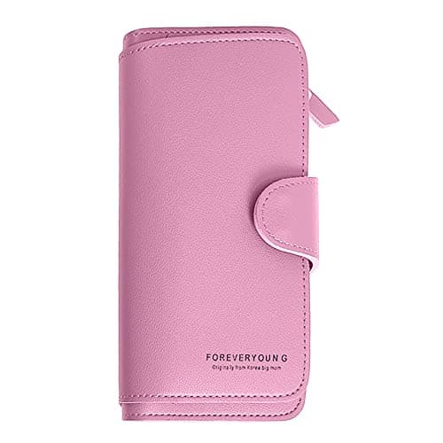 Fashion Leather Long Solid Colour Zip Purse Multi Card ID Bag Ladies Purse Clutch Bag Large Wallet Organizer for Women Clasp (Rose Gold, One Size)