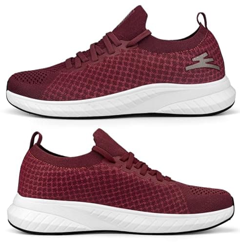 Puweco Womens Trainers Running Shoes Walking Sneaker Burgundy — view 5