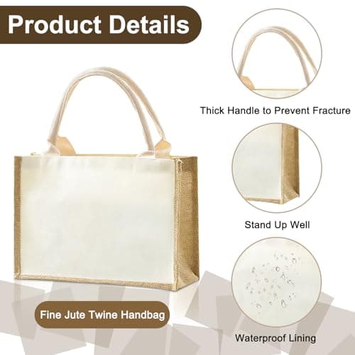 SHILIPAIJC 6pcs Plain Tote Bags, Jute Bags Shopping Bag Beach Bag — view 5