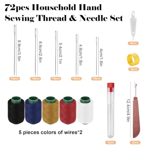 72 PCS Large Eye Hand Sewing Needles, Stainless Steel Needles & Thread — view 2