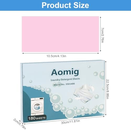 Aomig Laundry Detergent Sheets, 180 Sheets Ultra Concentrated Laundry Detergent Sheet, Deep Stain Removal Laundry Detergent Strips, Eco-Friendly Strip Laundry Soap Sheet for Home Travel-Peach Scent — view 2