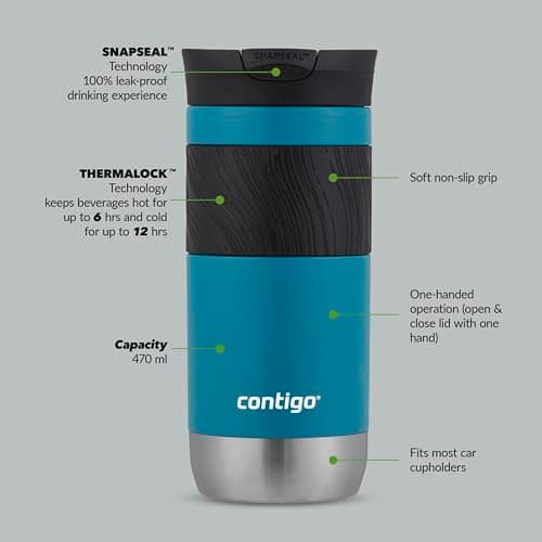Contigo Byron Snapseal Travel Mug, Leakproof Thermal-Mug, 7h hot, 470 ml — view 2