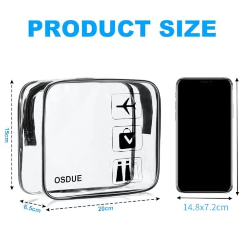 OSDUE Clear Toiletry Bags, 3 Pcs TSA Approved Airport Security Liquids Bags,Waterproof Cosmetic Clear Makeup Bags PVC Wash Bags for Women and Men, Travel Essential — view 2