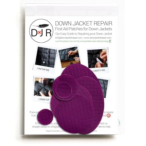 Self‑Adhesive Ripstop Nylon Repair Patch Kit – 30‑Second Fix for Tents, Jackets, Sleeping Bags, Backpacks & Beach Gear – Festival, Camping & Vanlife Essential – 7 Pre‑Cut Patches (Dark Purple)
