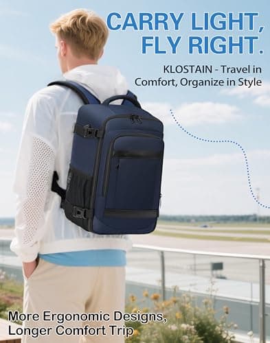 KLOSTAIN Cabin Bags 40x20x25 for Ryanair Underseat Travel Backpack Hand Luggage Carry-ons Bag Cabin Size 20L for Airplanes Flight Ruscksack Navy — view 6