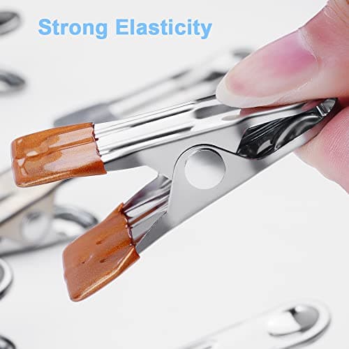 OSDUE Stainless Steel Clothes Pegs, 20Pcs Multifunctional Non-Slip Metal Clothe Pegs for Clothes, Sock, Shoes, Towel, Food Sealing, Photos — view 5