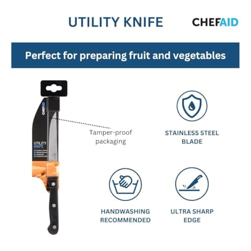 Chef Aid Utility Knife in Black – Stainless Steel Blade, Ergonomic Handle, Dishwasher Safe, Perfect for Everyday Food Prep — view 2
