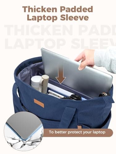 Lekespring Laptop Tote Bag for Women - Large Capacity Shoulder Bag with Zip and Pocket for College School Work Travel Shopping(Blue) — view 5