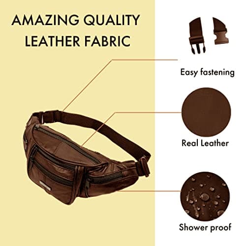 Woodland Leathers Genuine Leather Bum Bag Belt Bag for Women and Men, Brown — view 2
