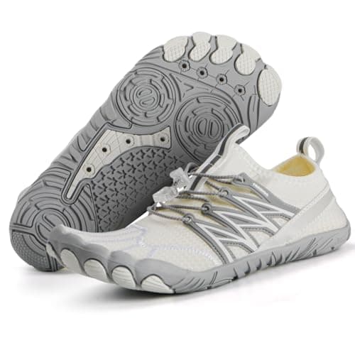 Barefoot Shoes,Quick Dry Water Shoes,Non-Slip Running Shoe Mens Women,Lightweight Beach Shoes with Heel Support for Swim Surf Walking Hiking White