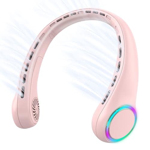 ITSHINY Bladeless Neck Fan, Portable Neck Fan, Cooling Hanging Neck Fan, 4000mAh Mini Cooling Fan, Personal Neck Fans Rechargeable with 3 Speeds LED Light for Women Man Home Office Travel Outdoor