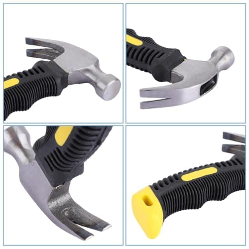 ASelected Stubby Claw Hammer 8 oz Small Hammer with Rubber Handle Mini Camping Hammer for Women Nail Hammer Hammer for Home, DIY, Camping, Tent Stakes — view 5