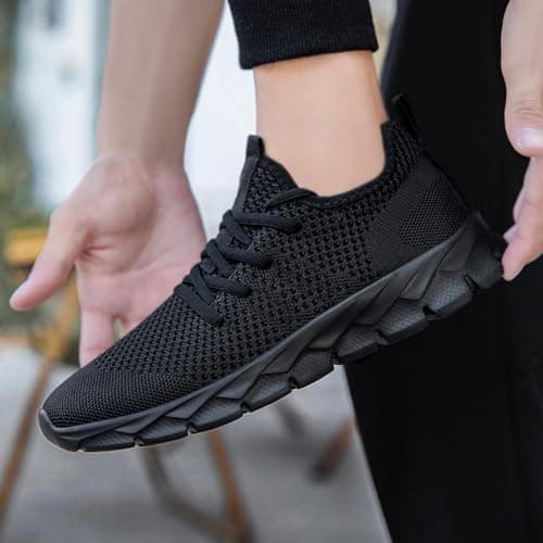 Oltyutc Trainers Men Running Gym Sneakers Walking Shoes Black Size 9 UK — view 3
