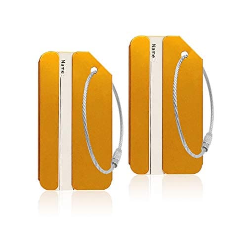 Aluminum Luggage Tag for Luggage Baggage Travel Identifier By Ovener (Gold 2 Pcs)