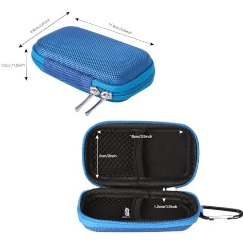 AGPTEK MP3 Player Case,Hard travel case for 1.8 inch MP3 Player ,earphones USB cable memory card U disk-Blue — view 2