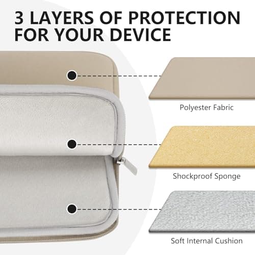 HEDUGO Laptop Sleeve Case with Zipper Accessory Pocket Compatible with 15 to 16 inches MacBook Air/Pro Padded Computer Pouch Cover Shockproof Protective for 15” to 16” Laptop/Chromebook/Tablet, Khaki — view 4