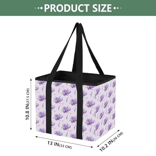 Grckit Car Trunk Organizer Purple Lavender Heavy Duty Collapsible Storage Tote Bag with Reinforced Handles for Shopping Travel Picnic — view 2