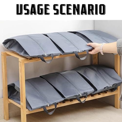 CJWLKJ 6Pcs Multi-Size Travel Shoe Bags Portable Travel Gifts Shoe Organizer with Zipper Closure, Waterproof Nylon Shoe Storage Organizer with Handle Travel Bags for Men and Women, Grey — view 6