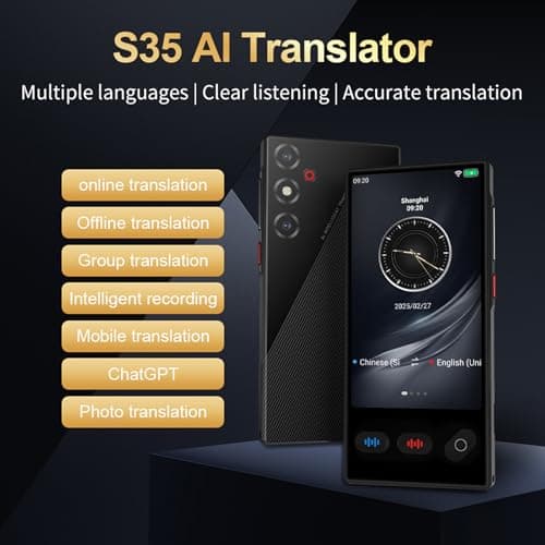 Plyisty AI Language Translator Device, 2026 Upgraded Voice Translator with 148 Languages, ChatGPT Function, 5M Camera for Photo Translation, for Business Travel and Learning (S35) — view 2