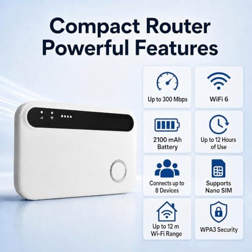 4G/5G Router with SIM Card Slot, Portable Mobile WiFi 6 Travel Router — view 3