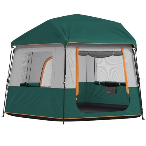 Outsunny 4-6 Person Easy Setup Camping Tent 3000mm Waterproof UV30+ Green