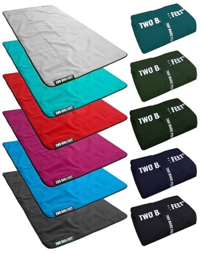 Two Bare Feet Sherpa Lined Waterproof Beach Travel Blanket – Warm, Cozy, Windproof Outdoor Blanket for Camping, Picnics, Hiking & Beach Days – Portable & Lightweight (Black/Charcoal, 145cm x 80cm)