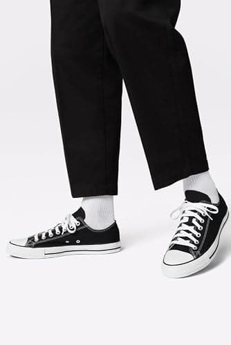 Mens Canvas Lace up Sporty Low Top Outdoor Trainers Sneakers Pumps Plimsolls with Rubber Toe Cap Shoes Black Size 8 — view 2